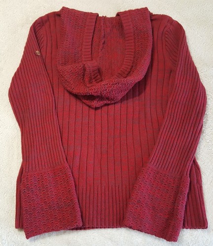 Suéter para niñas DKNY Jeans Rojo Oscuro Pulóver con Capucha 3/4 Cremallera Talla L Grande Usado en Excelente Condición - Imagen 7 de 7
