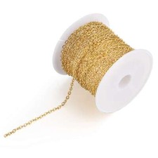 Stainless Steel Gold Steel Tone Cable Link Chain For DIY Necklace Jewelry Making
