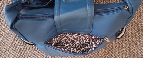 NEW * CASA DI BORSE * TEAL BLUE LEATHER SLOUCH / SHOULDER BAG (LOTS OF POCKETS) - Picture 18 of 24