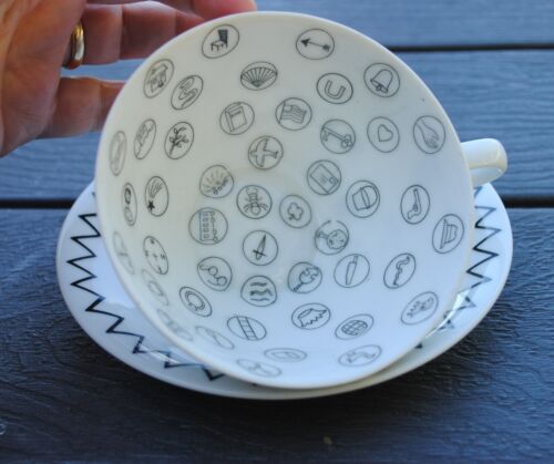 MCM Originality Plus The Gypsy Fortune Telling Tea Leaf Cup Saucer 1959 - Picture 3 of 10