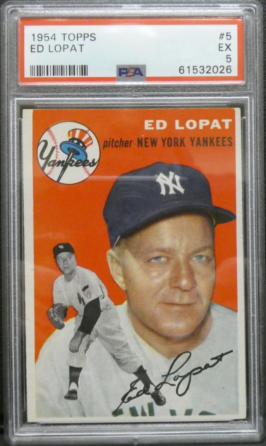 1954 Topps Ed Lopat #5 PSA 5 EX