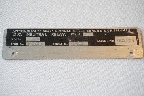 London Transport Westinghouse Brake & Signal Railway Sign Plate