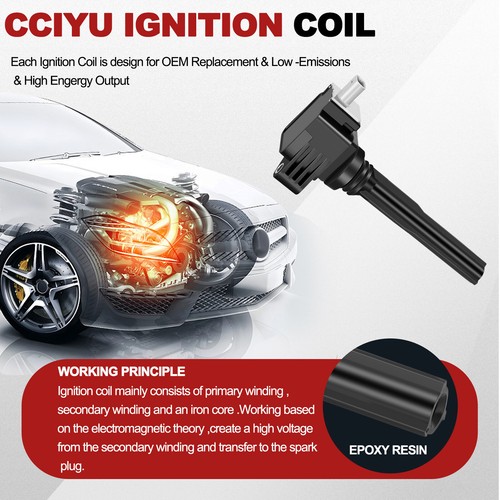 CCIYU 6 Ignition Coil + 6 Spark Plug For 2018-2019 Ford F-150 Expedition 3.5L V6 - Picture 3 of 8