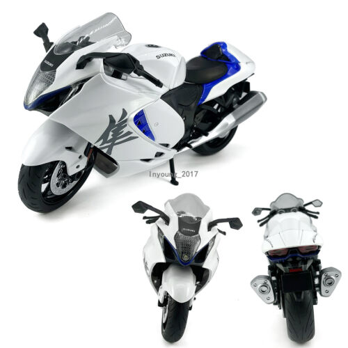 1:9 Suzuki Hayabusa 2023 Motorcycle Model Diecast Motorbike Toy with Light White - Picture 9 of 9