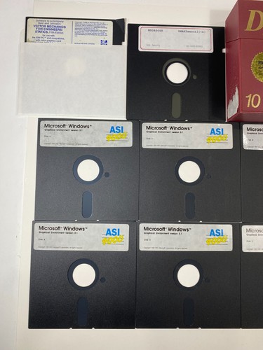 Lot of 14 Vintage 5" Floppy Disks - Microsoft Word, ASI 9000, MS-DOS, Untested - Foto 2 di 4