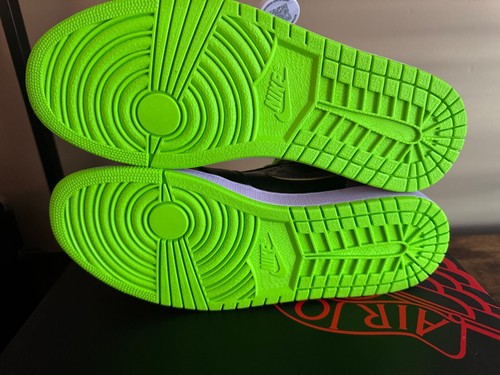 2013 AIR JORDAN 1 RETRO NIGHT VISION THE JOKER BLCK/ELCTRC GREN-Size 10 - Picture 5 of 7