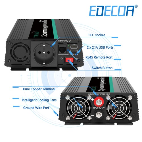 Spannungswandler 1500W 3000 Watt 12V 230V Wechselrichter Softstart CE Inverter - Bild 2 von 9