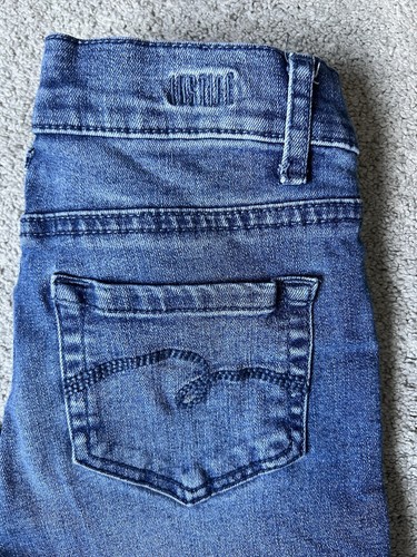 Justice Girls Mid Rise Jegging Size 10 Blue With Flowers Elastic Pockets - Picture 6 of 6