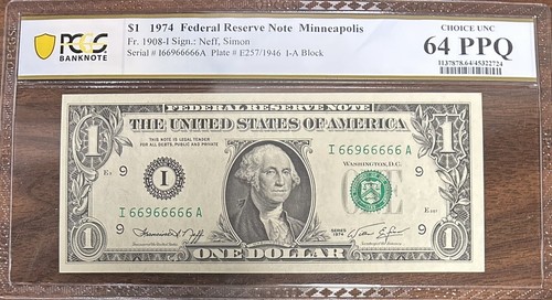 2x Matching $1 Federal Reserve Note PCGS 64PPQ Seven of a Kind Serial Numbers - Picture 1 of 4