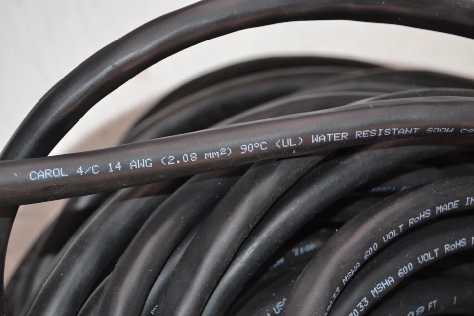 100' 14/4 c SOOW Cord Wire Carol USA Made Water Resistant 600V MSHA - Image 3 of 4