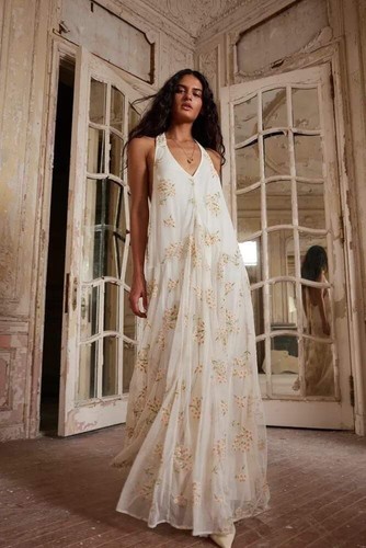 Free People Embroidered Holding On Convertible Maxi Dress Size M $250