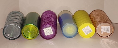 Starbucks Tumbler Cups Bundle Lot 6 Venti Grid Studded Stainless New Straws - Picture 3 of 17
