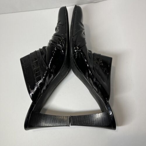 Brighton Womens Italy Rubens Black Patent Leather Mules Silver Conchos 10 Preppy - Picture 11 of 22