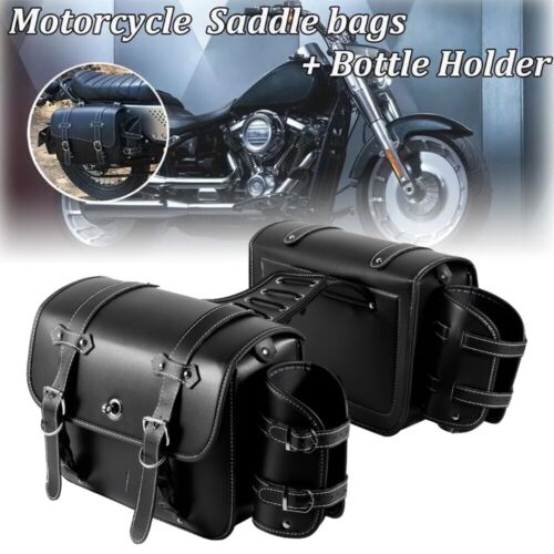 Motorcycle Side Saddlebags Saddle Bags Tool Bag For Harley Softail FLST Fatboy - Picture 2 of 11