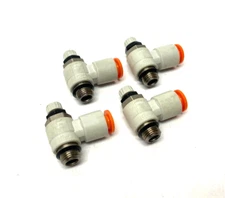 SMC AS2211F-01-07 Pneumatic Flow Control Elbow Fitting 1/4" OD Tube LOT OF 4