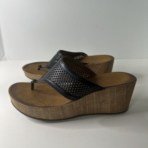 Clarks Collection Women’s Avaleen Ocean Wedge Sandal Black/ Brown Size 9 US - Picture 5 of 12