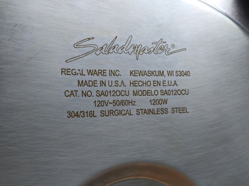 Saladmaster Electric Skillet 12" 304/316L Surgical Steel Roaster Buffet Server - Picture 4 of 11
