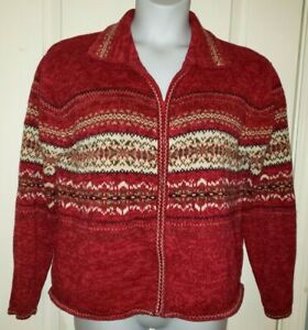 TIARA International Fair Isle Womens M Full Zip Cardigan Sweater Ramie ...