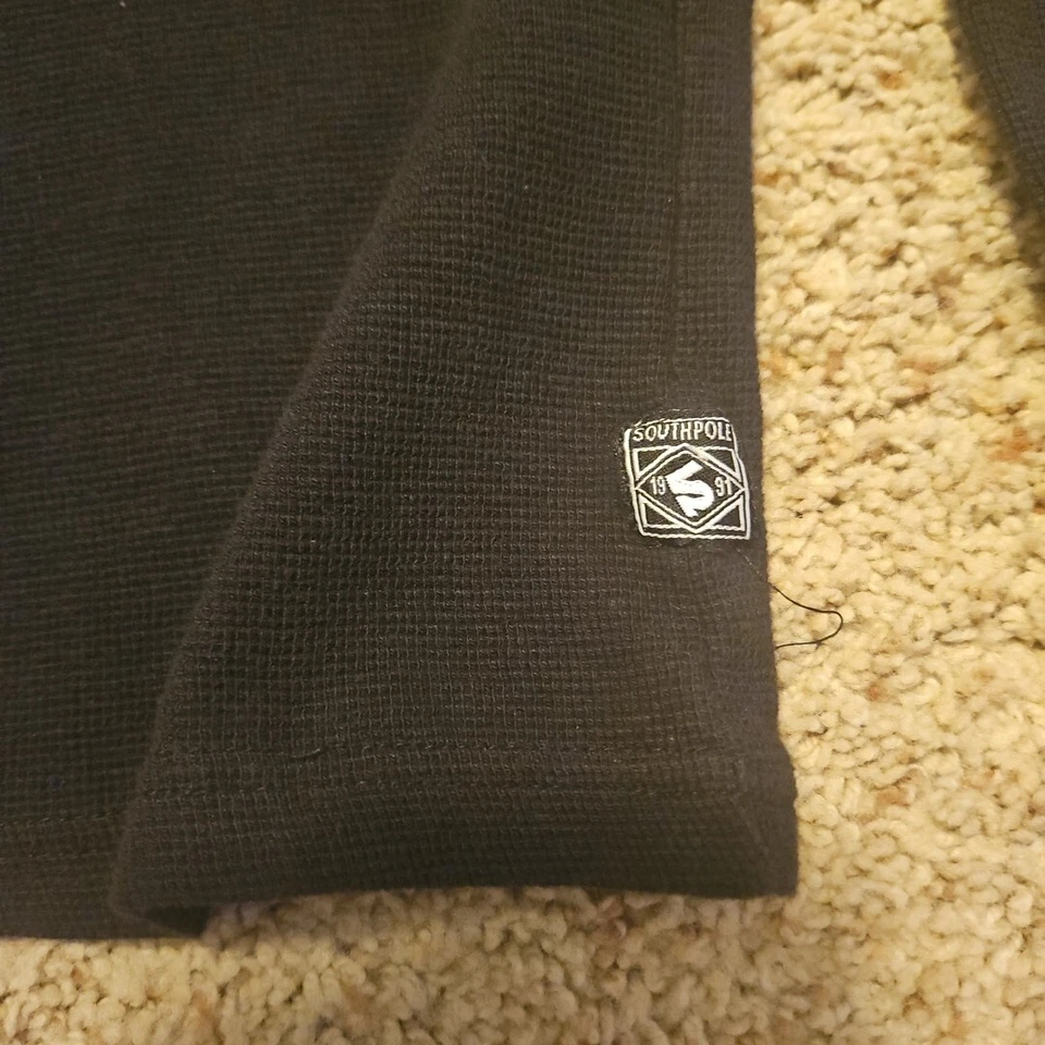 Southpole Shirt Mens Medium Waffle Thermal Black Gray - Image 3 of 4