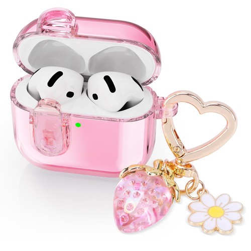 with Safety Lock Clear Case Compatible with Airpods 4 Cases 2024 Women Cute S...