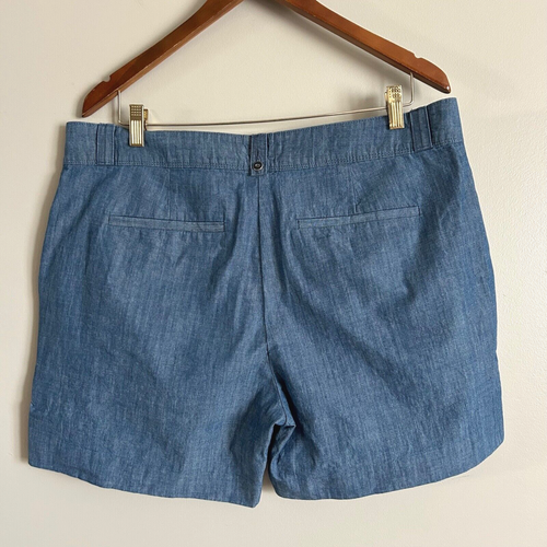 Isaac Mizrahi Tailored Short Size 14 New 100% Cotton Pockets Blue Lightweight - Picture 2 of 6