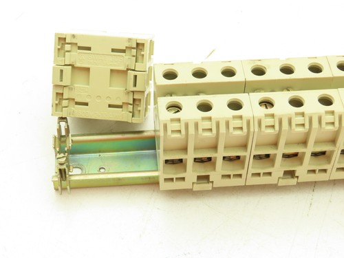 Siemens 8WA1305 / 8WA1205 Terminal Blocks (15pcs) 35mm 12AWG 750V (2) DIN Rails - Picture 4 of 11