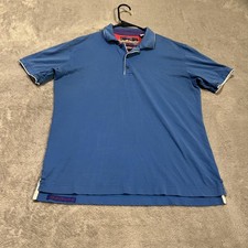 Robert Graham Polo Shirt Mens Medium Blue Classic Fit 100 Cotton Contrast Trim