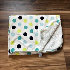 KIDGETS Green Blue Teal Polka Dot Dots White Sherpa Baby Blanket Lovey