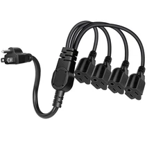 1 to 4 Power Extension Cord Y Splitter, 3-Prong Heavy Duty Indoor Outdoor Cable