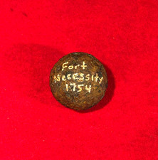 RARE PRE REVOLUTIONARY WAR 1 LB. CANNONBALL / BATTLE OF FORT NECESSITY - 1754