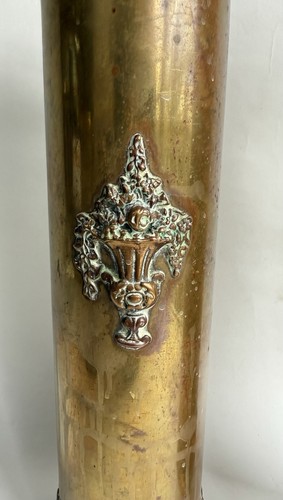 Ancienne paire vases obus laiton travail poilus trench art 14/18 WWI art nouveau - Foto 12 di 14