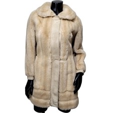 VTG London Leathers by Lilli Ann Vintage Faux Fur Suede Trim Coat Cream England