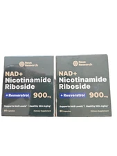 Lot of 2 Reus Research NAD+ Nicotinamide Riboside + Resveratrol 900mg