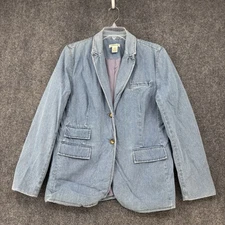 Orvis Denim Boyfriend Blazer Jacket Women’s 12 Preppy Western Elbow Patches