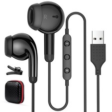 USB Earbuds for PC,Headphones with Microphone for Computer,Black