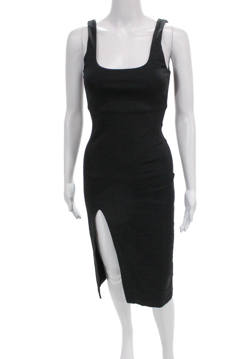 NBD Womens Bodycon Sheath Dress Black Square Neck Sleeveless Mini Zip Size XSFree Shipping in US $100+ Orders | $6.95 Orders Below