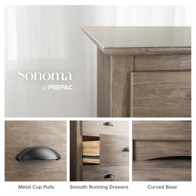 Prepac Salt Spring 6 Drawer Chest in Drifted Gray