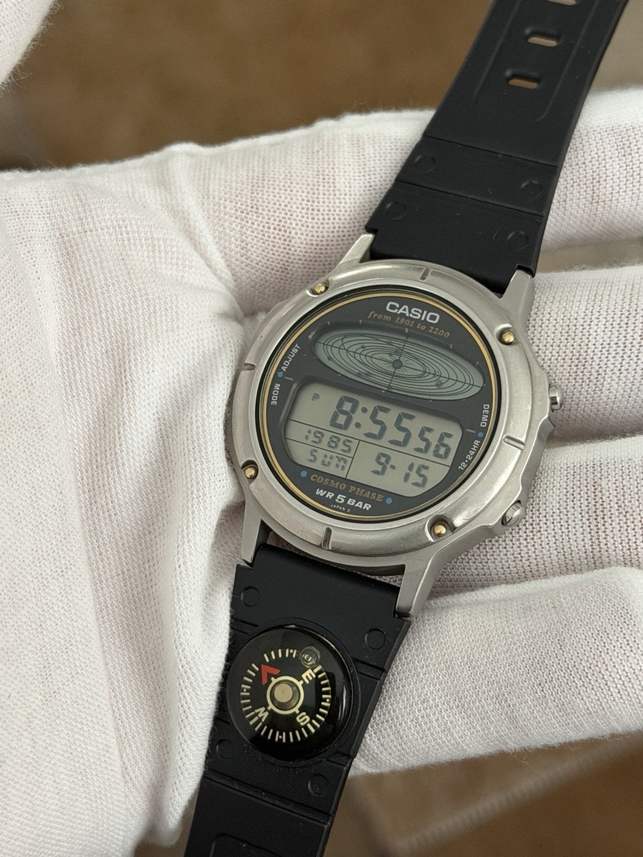 ジャンク品 カシオ CGW-90 コスモフェイズ デジタル 腕時計 Rare Vintage Casio Cosmo Phase CGW-90 Men's Digital Astronomy