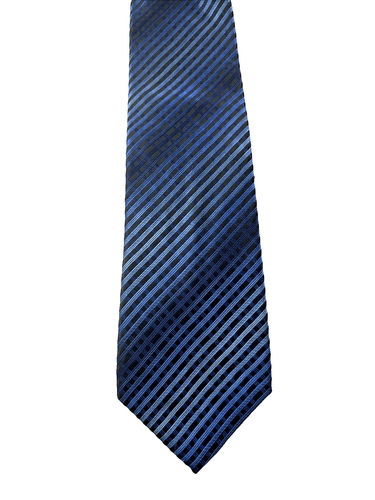 CM Gold Series Men's Tie, Blue stripes on Blue Xlong 66x3 3/4" - Picture 3 of 6