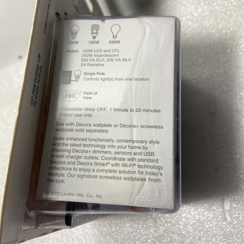 Leviton Single Pole Motion Sensor Light Switch DOS02-1LT ~ Light Almond - Picture 9 of 10