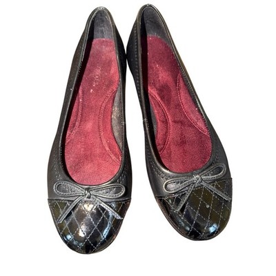 Aerosoles Black Ballet Flat Women's Size 8W Slip on Comfort Shoe Leather Office