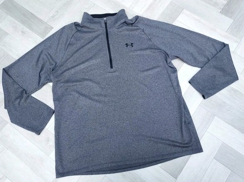 MENS GREY UNDER ARMOUR LONG SLEEVE Half Zip TOP/XL /RUNNING/GYM