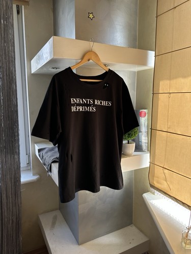 ENFANTS RICHES DEPRIMES ERD Distressed T-Shirt Logo Black Tee Size Large