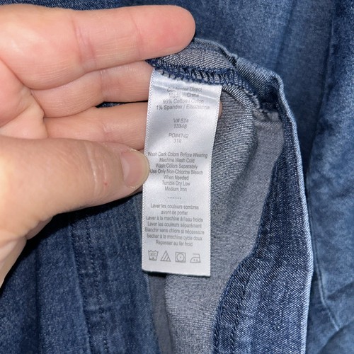 Vestido Coldwater Creek para mujer 3X azul denim cambray bolsillos manga lengüeta enrollable - Imagen 8 de 9