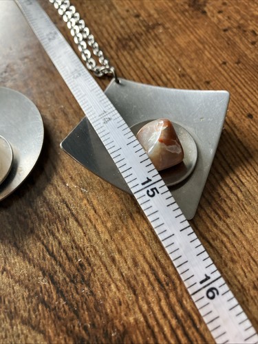 Collana vintage 2 in acciaio inox con pietre stile 60/70 - Foto 5 di 7