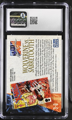 1992 Marvel Masterpieces Battle Spectra #3-D Wolverine VS Sabretooth Grade CGC 8 - Picture 2 of 2