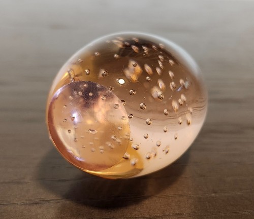 Vintage Paperweight Egg Shaped with Pink Swirls & Controlled Bubbles 3" Tall - Picture 8 of 8