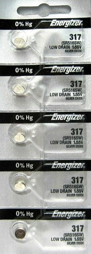 5 pilas de reloj Energizer 317 (SR516SW) de óxido de plata - Imagen 2 de 2
