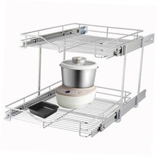 Pull Out Cabinet Organizer 14" W X 21" D , Cabinet Pull Out Shelves, 2 Tier