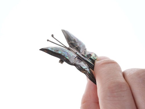 Vintage Mexican Sterling abalone butterfly pin - Picture 4 of 6